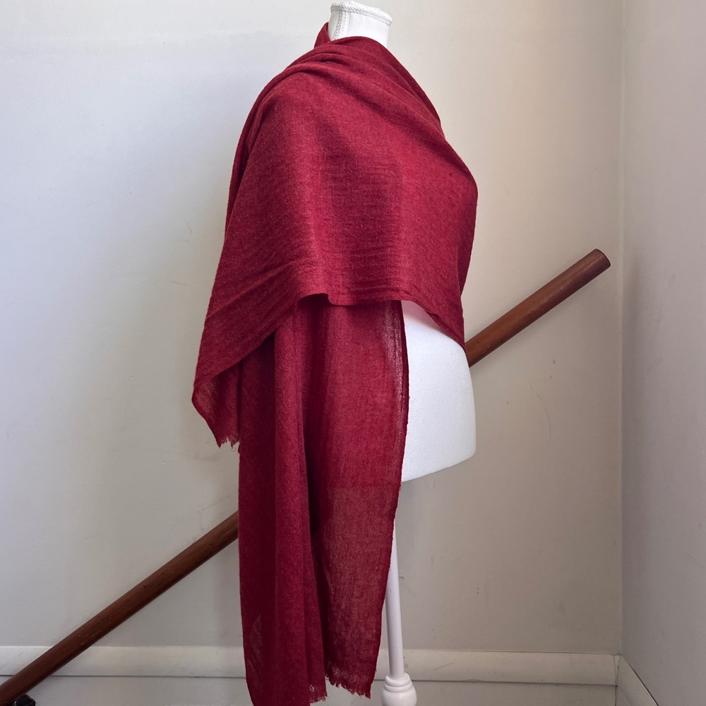 100% Cashmere Lightweight Knit Wrap Shawl Leon & Harper Scarf One Size Red